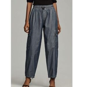 NWT Pilcro Anthropologie Denim Bungee Parachute Cargo Pants Elastic Waist Size S